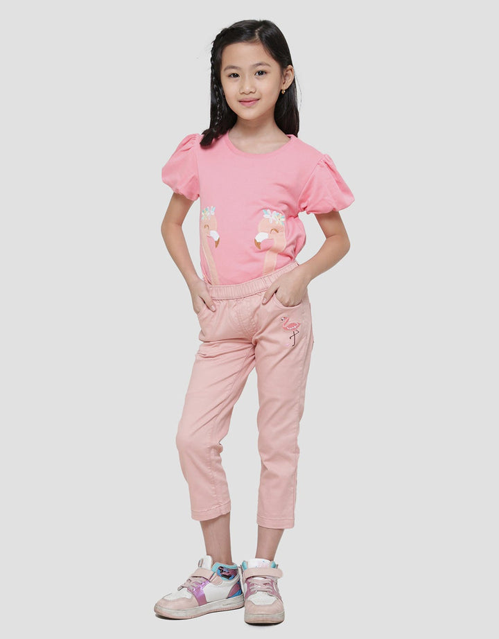 Little M Basic Embro Girls Jegging Pants