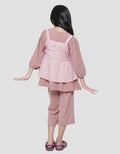Little M Embroidery 1 Muslim Clothes Set Overall Long Pants for Girls