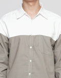 Details Two Colour Blocking Kemeja Pria