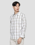 Details Checks Linen Look Robby Fit Kemeja Lengan Panjang Pria