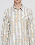Details Checks Linen Look Robby Fit Kemeja Lengan Panjang Pria
