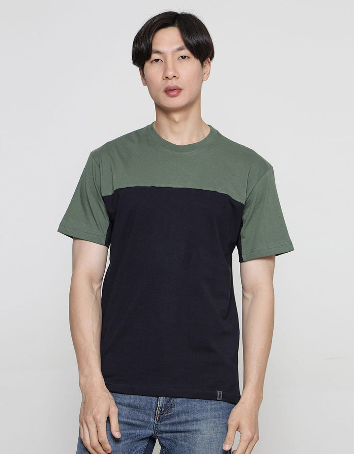 Details Cut And Sewn 2 Color Blocking Men's Short Sleeve T-Shirt