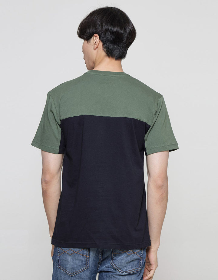 Details Cut And Sewn 2 Color Blocking Men's Short Sleeve T-Shirt
