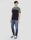 Details Cut And Sewn 2 Color Blocking Men's Short Sleeve T-Shirt