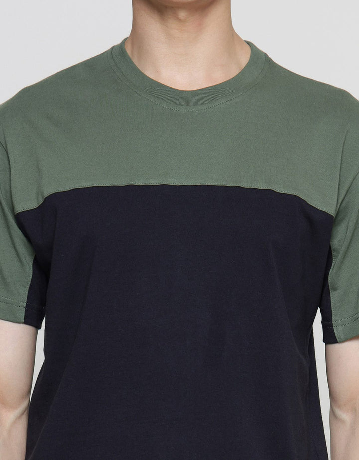 Details Cut And Sewn 2 Color Blocking Men's Short Sleeve T-Shirt