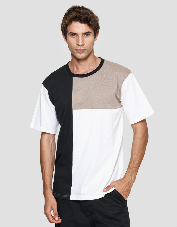 Details Men's Short Sleeve T-Shirt Three Color Blocking