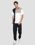 Details Men's Short Sleeve T-Shirt Three Color Blocking