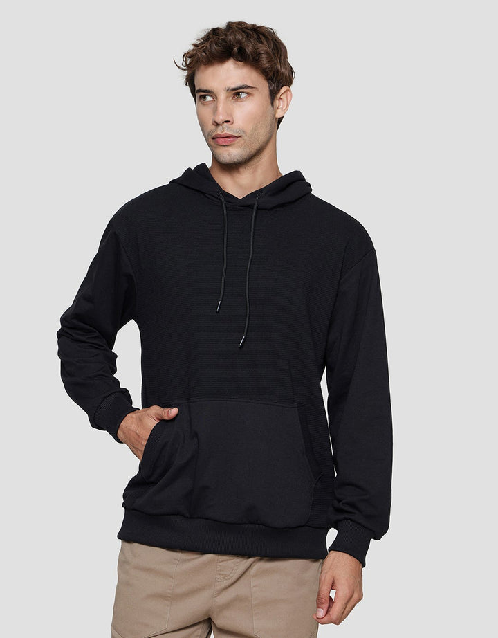 Details Texture Ottoman Half Body Front Hoodie Fit Sweater Pria