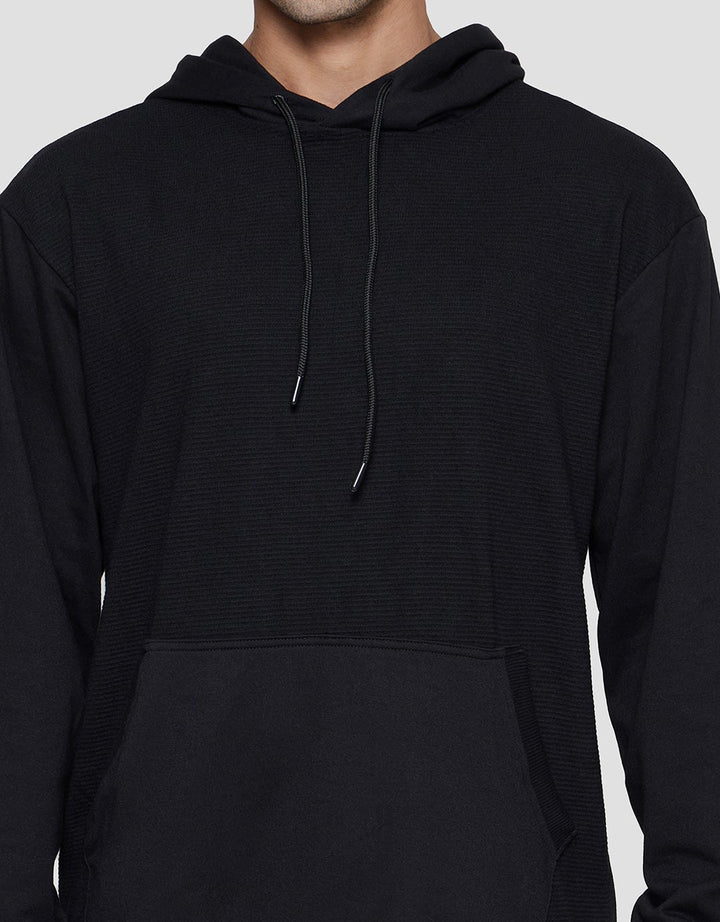 Details Texture Ottoman Half Body Front Hoodie Fit Sweater Pria
