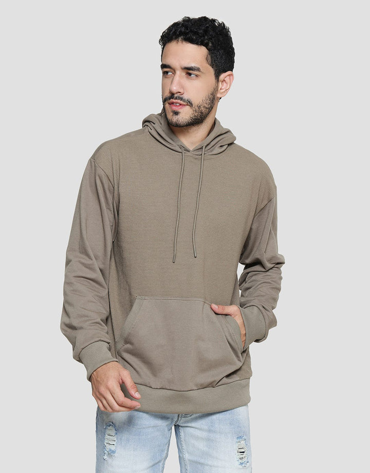 Details Texture Ottoman Half Body Front Hoodie Fit Sweater Pria
