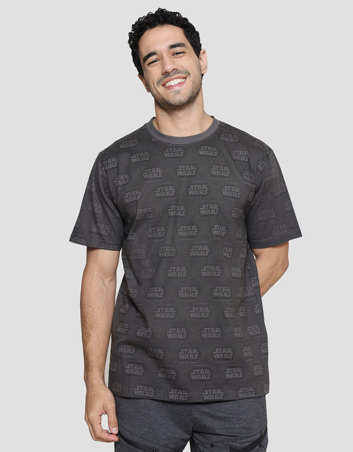 Star Wars Brand Wording Kaos Lengan Pendek Pria