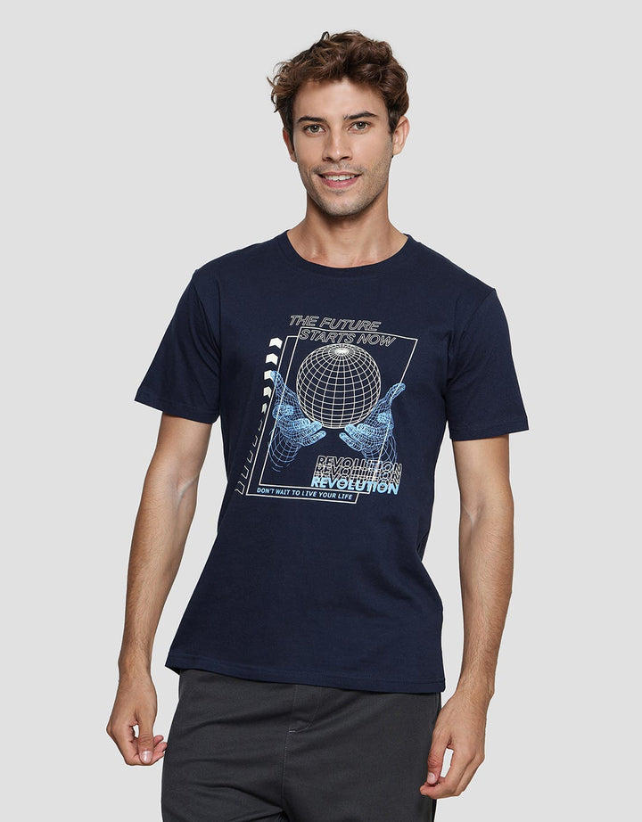 T Zone Print Theme Linear Graphic - Revolution Kaos Lengan Pendek Pria