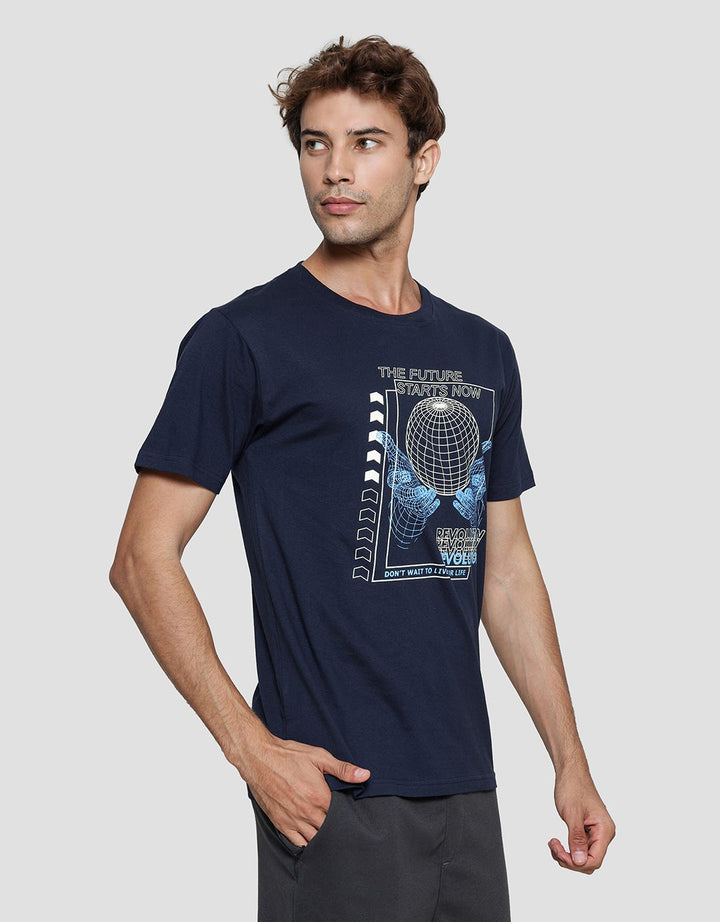 T Zone Print Theme Linear Graphic - Revolution Kaos Lengan Pendek Pria