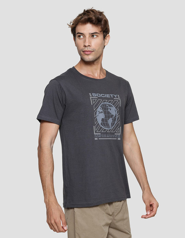 T Zone Print Linear Graphic Society Kaos Lengan Pendek Pria