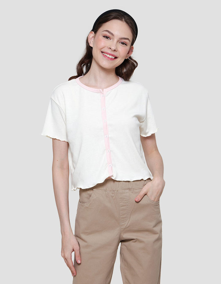 Nevada Rib Crop Kaos Casual Wanita