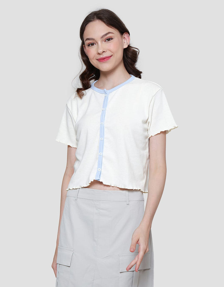 Nevada Rib Crop Kaos Casual Wanita