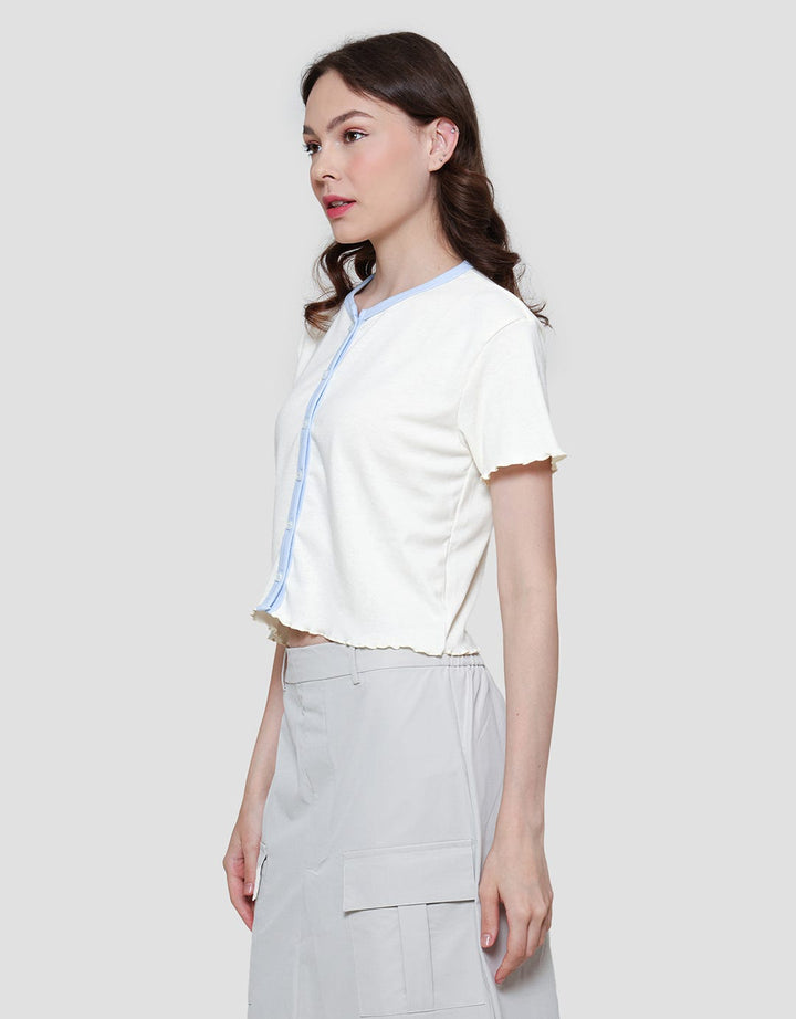 Nevada Rib Crop Kaos Casual Wanita