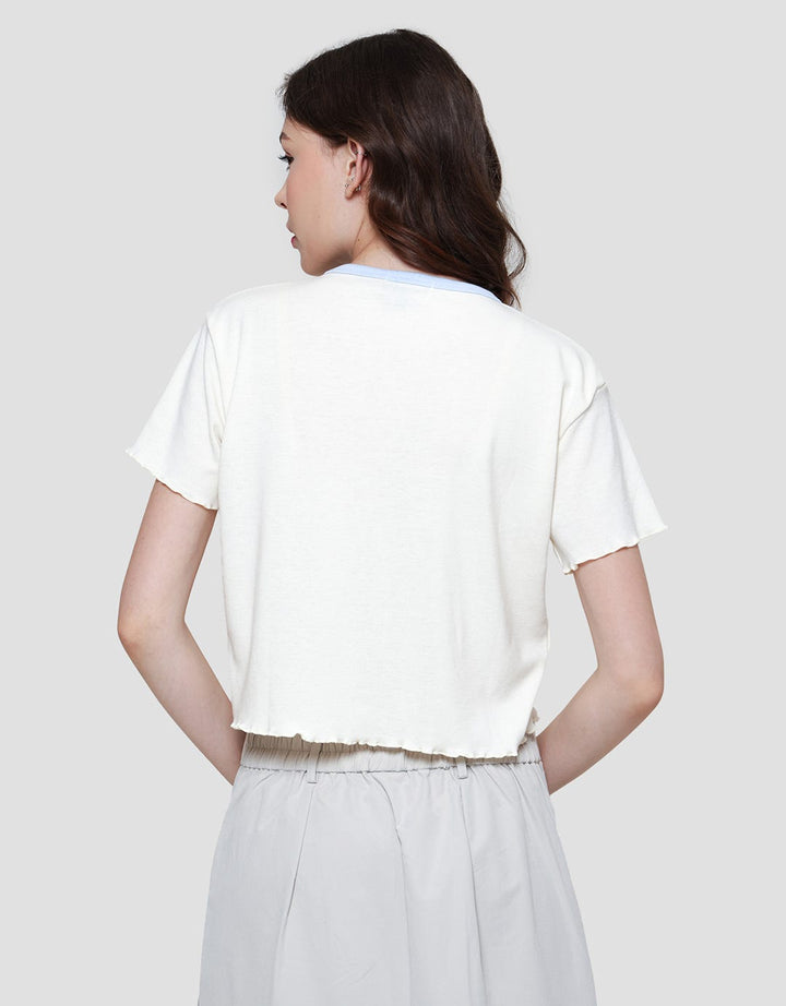 Nevada Rib Crop Kaos Casual Wanita
