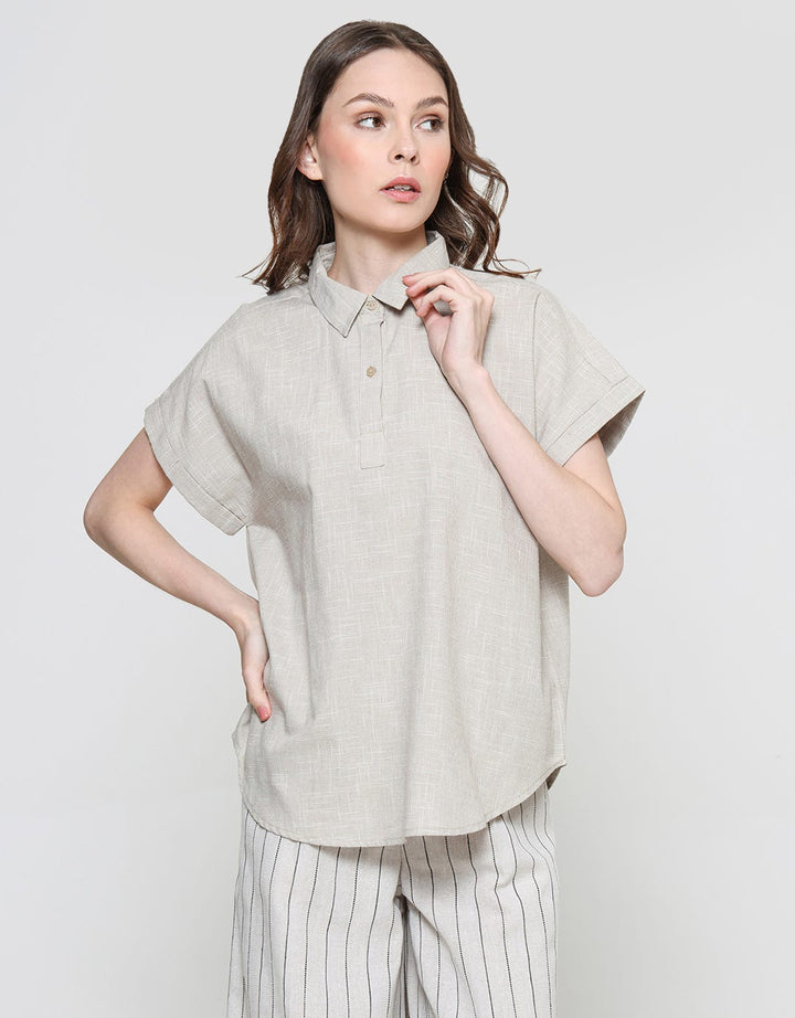 Connexion Dobby With Rolled Up Hand Blouse Wanita
