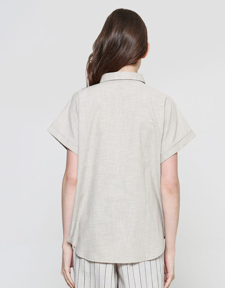 Connexion Dobby With Rolled Up Hand Blouse Wanita