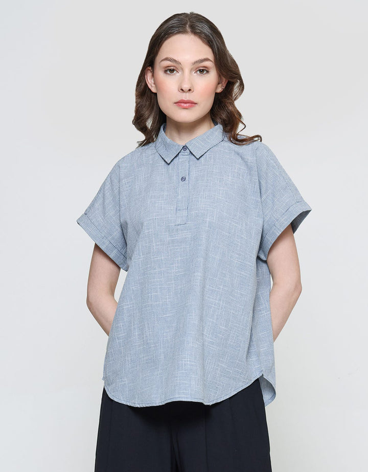 Connexion Dobby With Rolled Up Hand Blouse Wanita