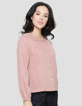 Connexion Round Neck Cotton Crinkle Texture Blouse for Women