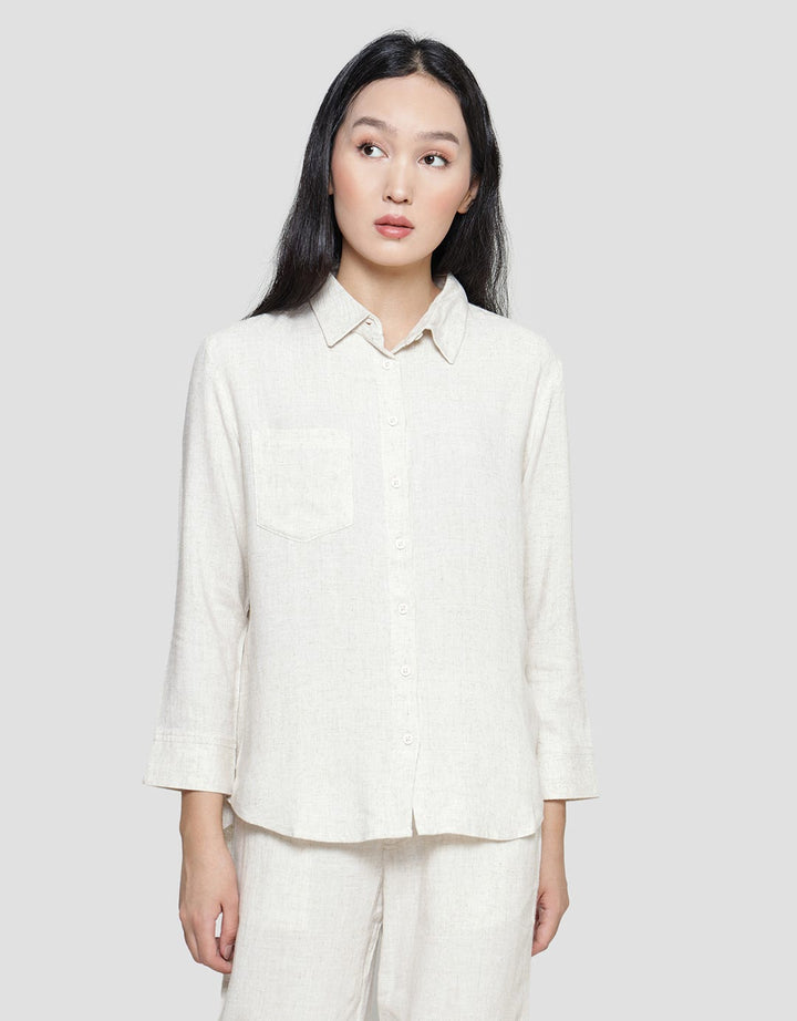 Connexion Kemeja Basic Pocket Linen Blend Wanita