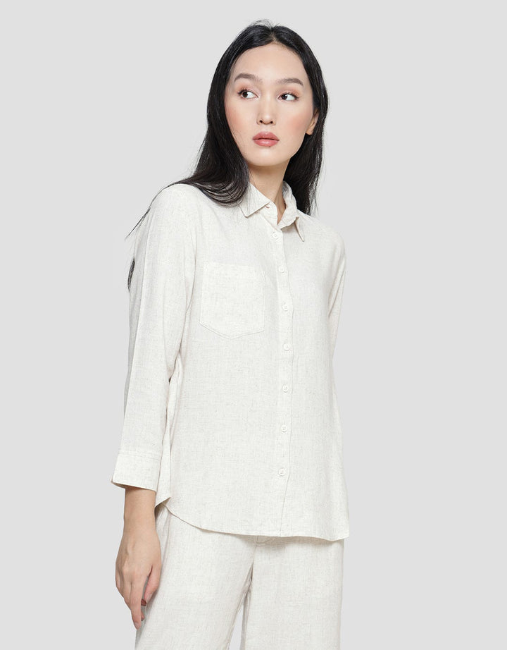 Connexion Kemeja Basic Pocket Linen Blend Wanita