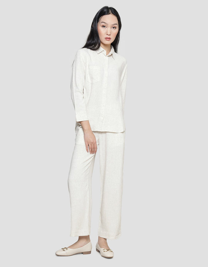 Connexion Kemeja Basic Pocket Linen Blend Wanita