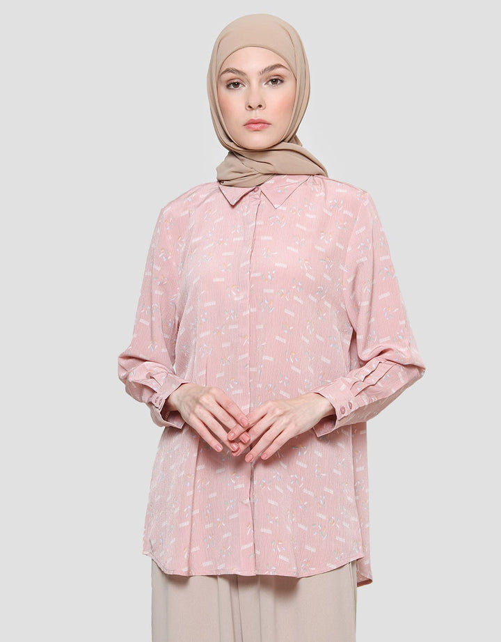 Annisa Asymmetrical Back Side All Over Print Women's Shirt