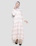 Annisa Women's Gamis Print Satin Max Flower Hai Neck