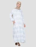 Annisa Women's Gamis Print Satin Max Flower Hai Neck