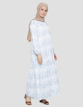 Annisa Women's Gamis Print Satin Max Flower Hai Neck
