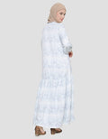 Annisa Women's Gamis Print Satin Max Flower Hai Neck