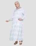 Annisa Women's Gamis Print Satin Max Flower Hai Neck