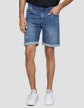 Nevada Celana Pendek Denim Recycle Cotton Pria With Ripped