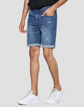 Nevada Celana Pendek Denim Recycle Cotton Pria With Ripped