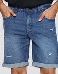 Nevada Celana Pendek Denim Recycle Cotton Pria With Ripped