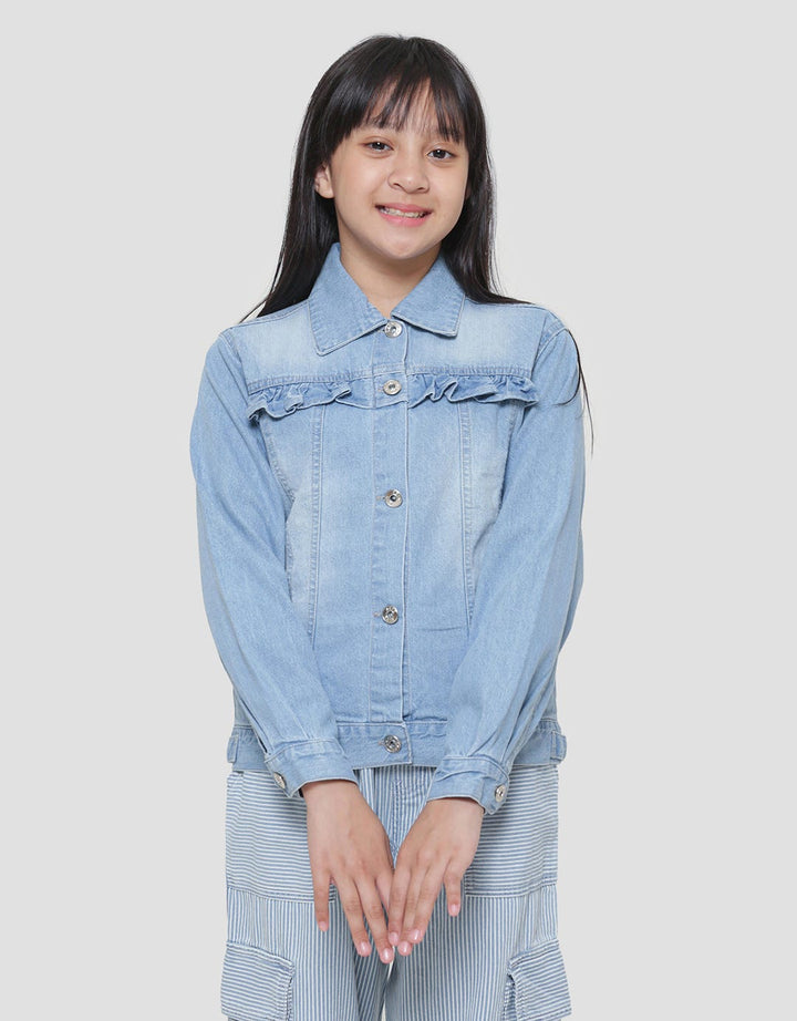 Aero Geber Chest Unicorn Embroidery Denim Jacket for Girls