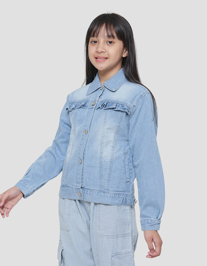 Aero Geber Chest Unicorn Embroidery Denim Jacket for Girls