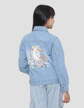 Aero Geber Chest Unicorn Embroidery Denim Jacket for Girls
