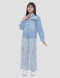 Aero Geber Chest Unicorn Embroidery Denim Jacket for Girls
