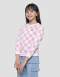Aero Aplikasi Chenile Bunga Kotak Sweater Anak Perempuan