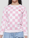Aero Aplikasi Chenile Bunga Kotak Sweater Anak Perempuan