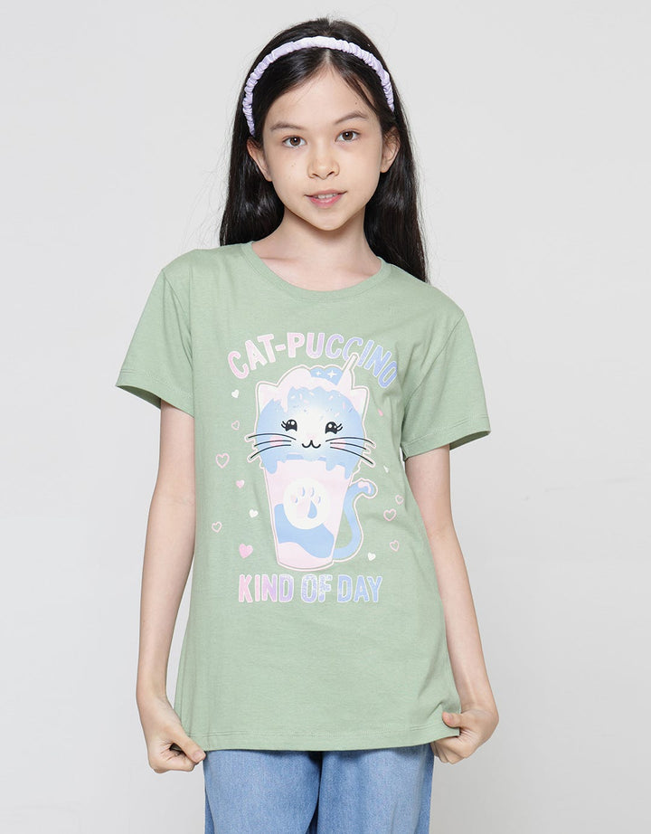 Aero Dessert Catpucino Girls Short Sleeve T-Shirt