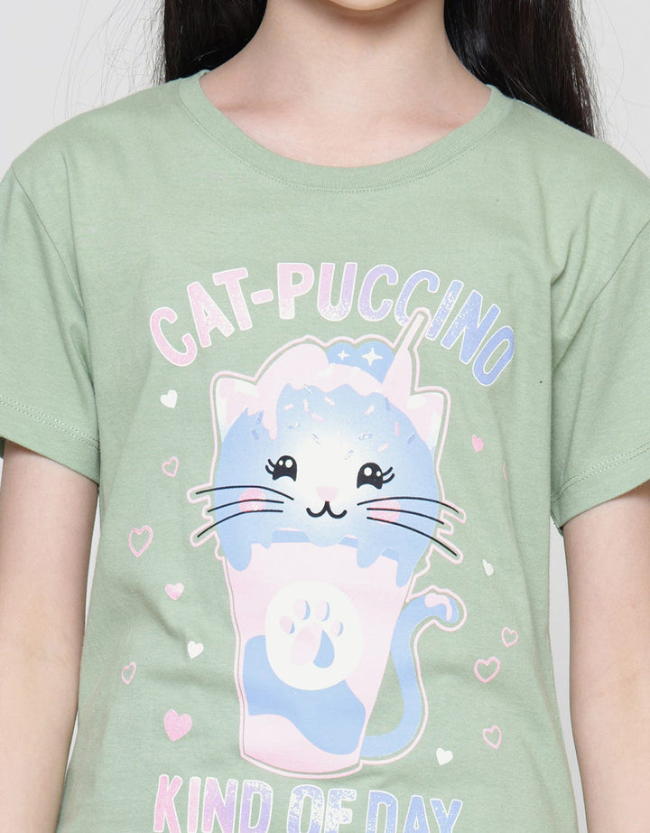 Aero Dessert Catpucino Girls Short Sleeve T-Shirt