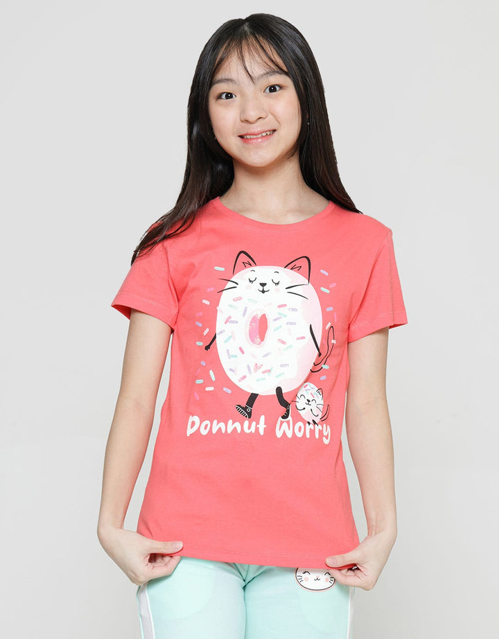 Aero Short Sleeve T-Shirt for Girls, Dessert Donutworry Print