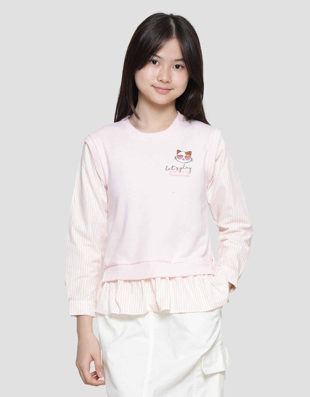 Aero Woven Cat Bordir Glasses Sweater Anak Perempuan