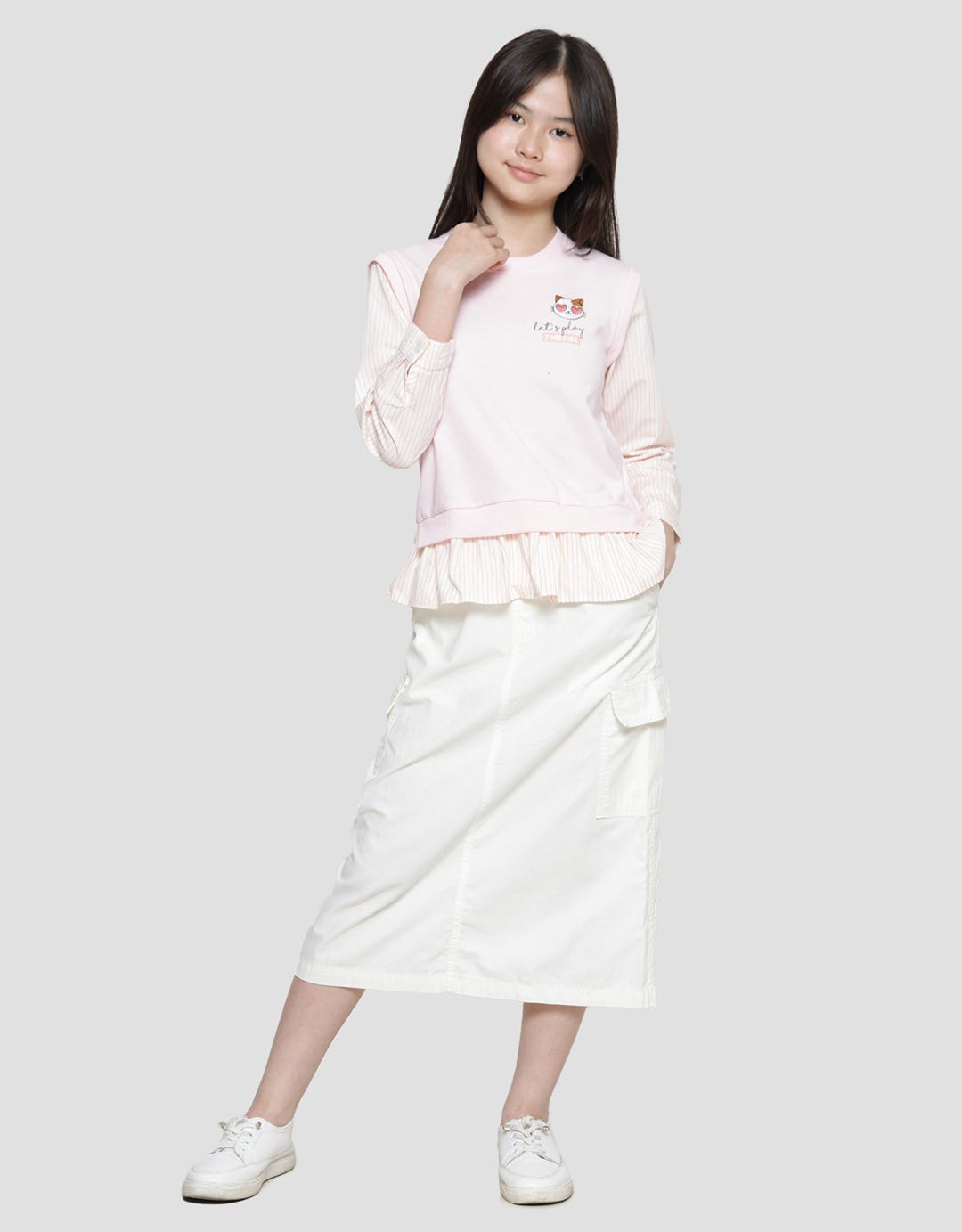 Aero Woven Cat Bordir Glasses Sweater Anak Perempuan