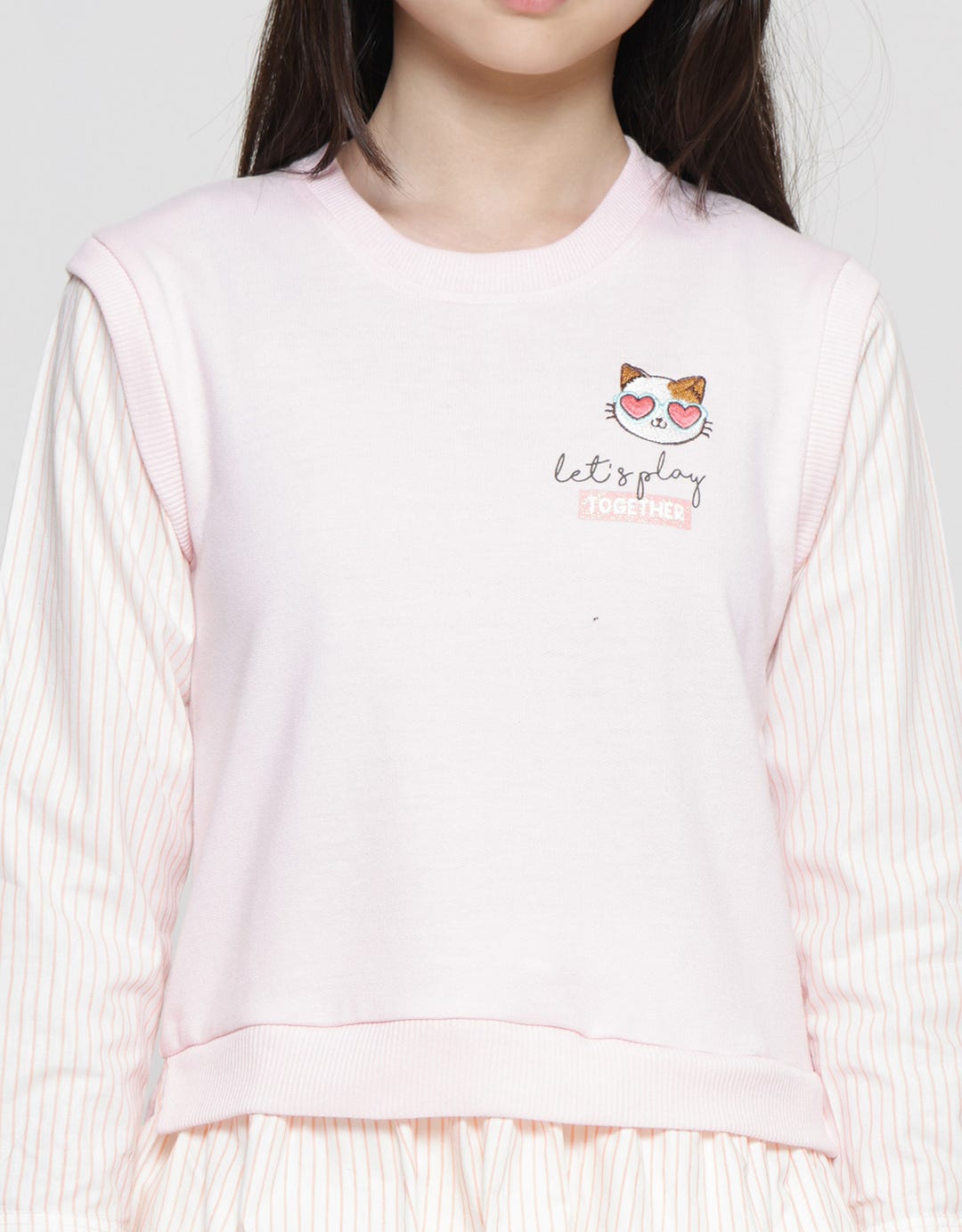 Aero Woven Cat Bordir Glasses Sweater Anak Perempuan